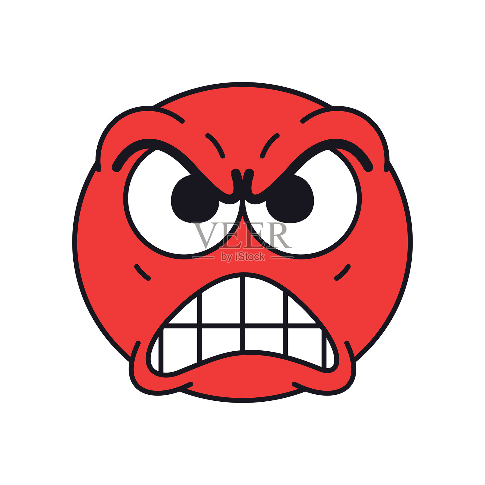 矢量愤怒表情符号卡通风格插图，独立展示插画图片素材