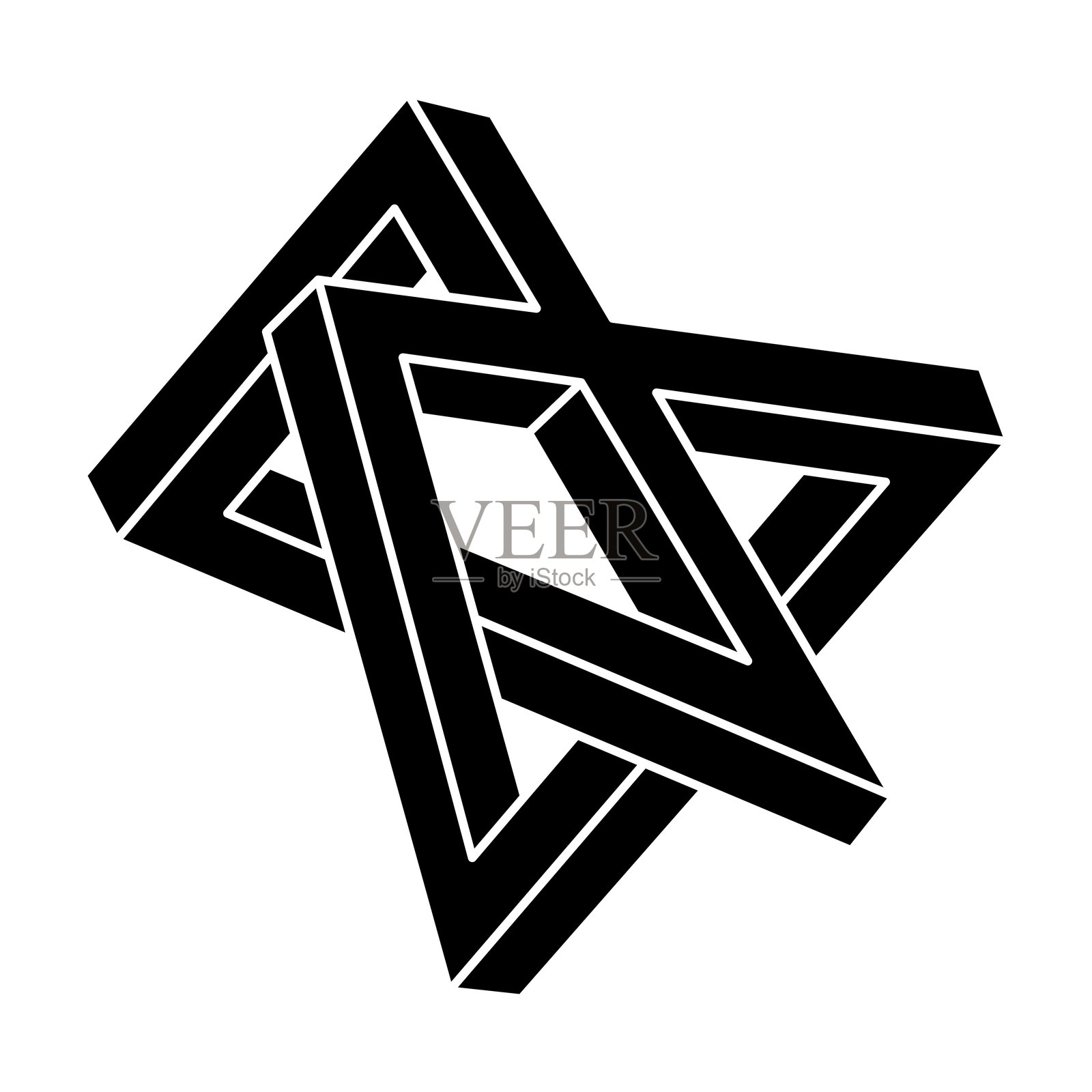 不可能的视觉错觉形状。光学艺术物体。几何图形。插画图片素材