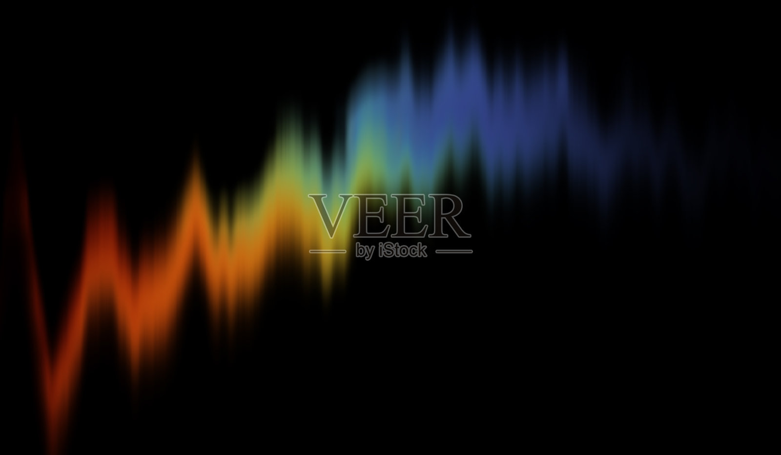 黑色背景上的抽象彩色上升波浪插画图片素材