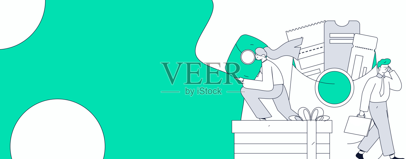 假日购物的人们进行电子商务在线购物的扁平矢量概念手绘插图插画图片素材