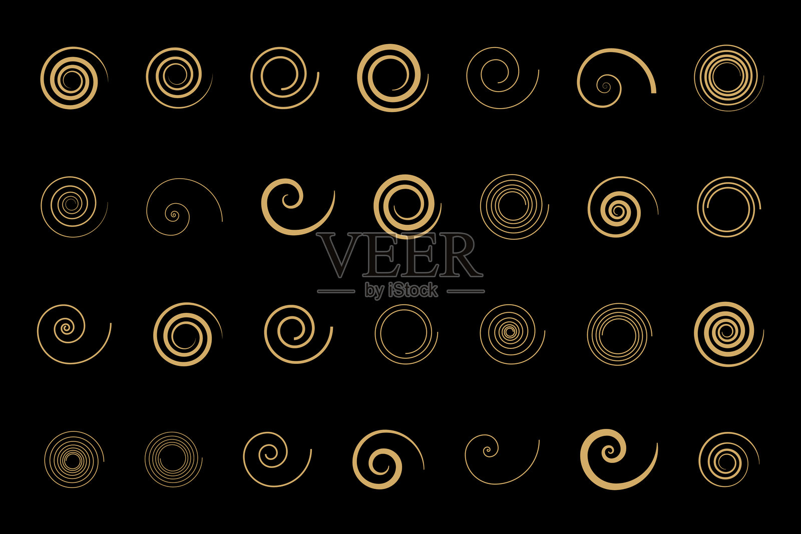 螺旋设计元素集矢量图。螺旋标志设计元素。矢量插图。插画图片素材