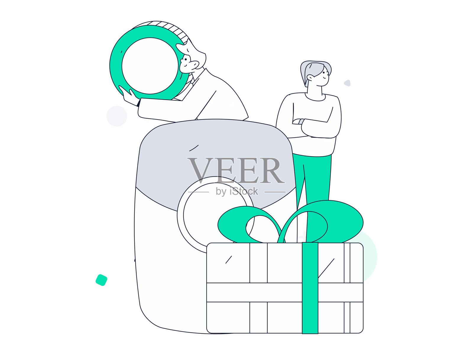 假日购物人们进行电子商务在线购物的扁平矢量概念手绘插图插画图片素材