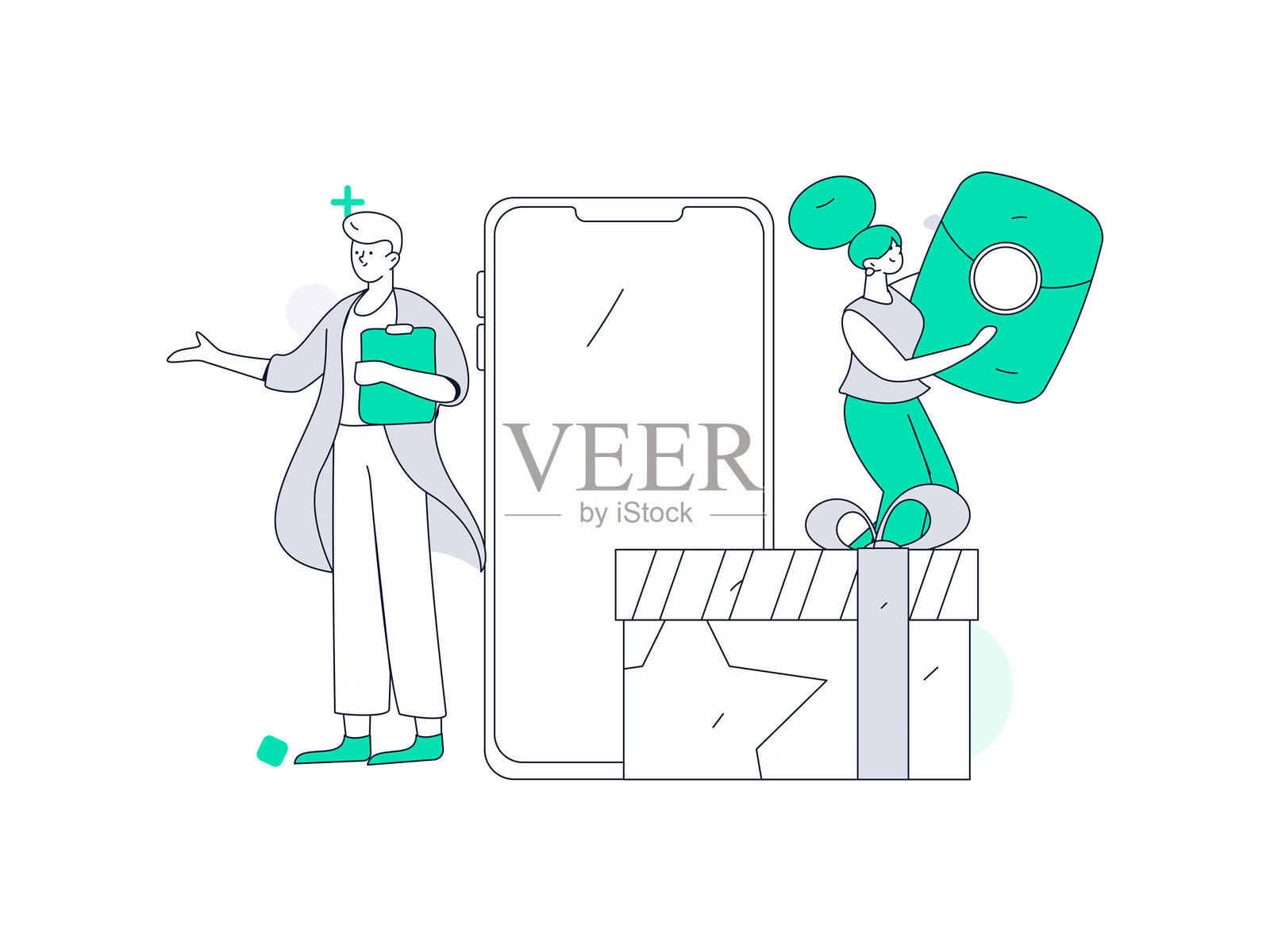 假日购物人们进行电子商务在线购物的扁平矢量概念手绘插图插画图片素材