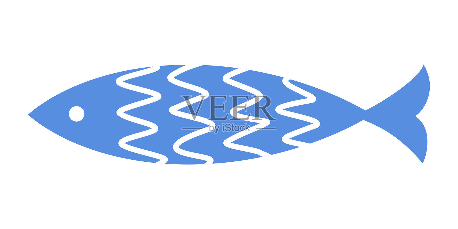斯堪的纳维亚风格插图，鱼（蓝色版）插画图片素材