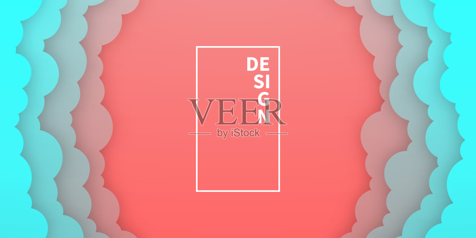 蓝天与云朵 - 剪纸背景 - 时尚的3D设计插画图片素材