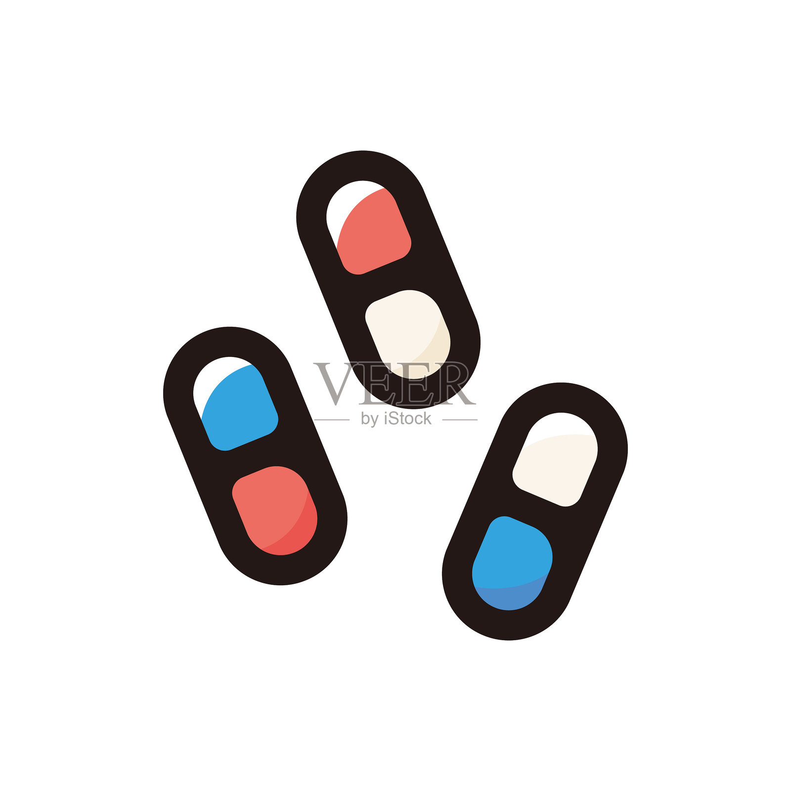 药丸胶囊轮廓图标，适用于图形设计、应用程序和网站插画图片素材