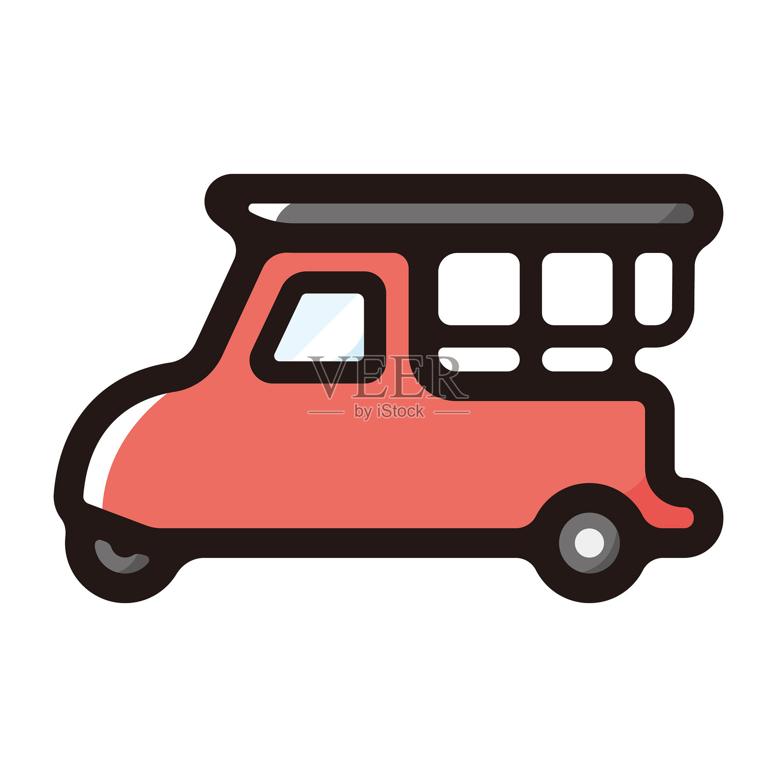 大城府嘟嘟车轮廓图标，适用于图形设计、应用程序和网站插画图片素材