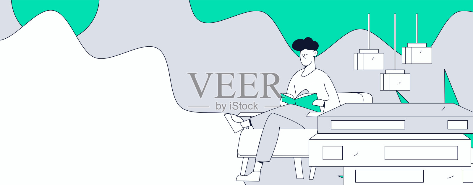 室内角色场景平面矢量概念操作手绘插图插画图片素材