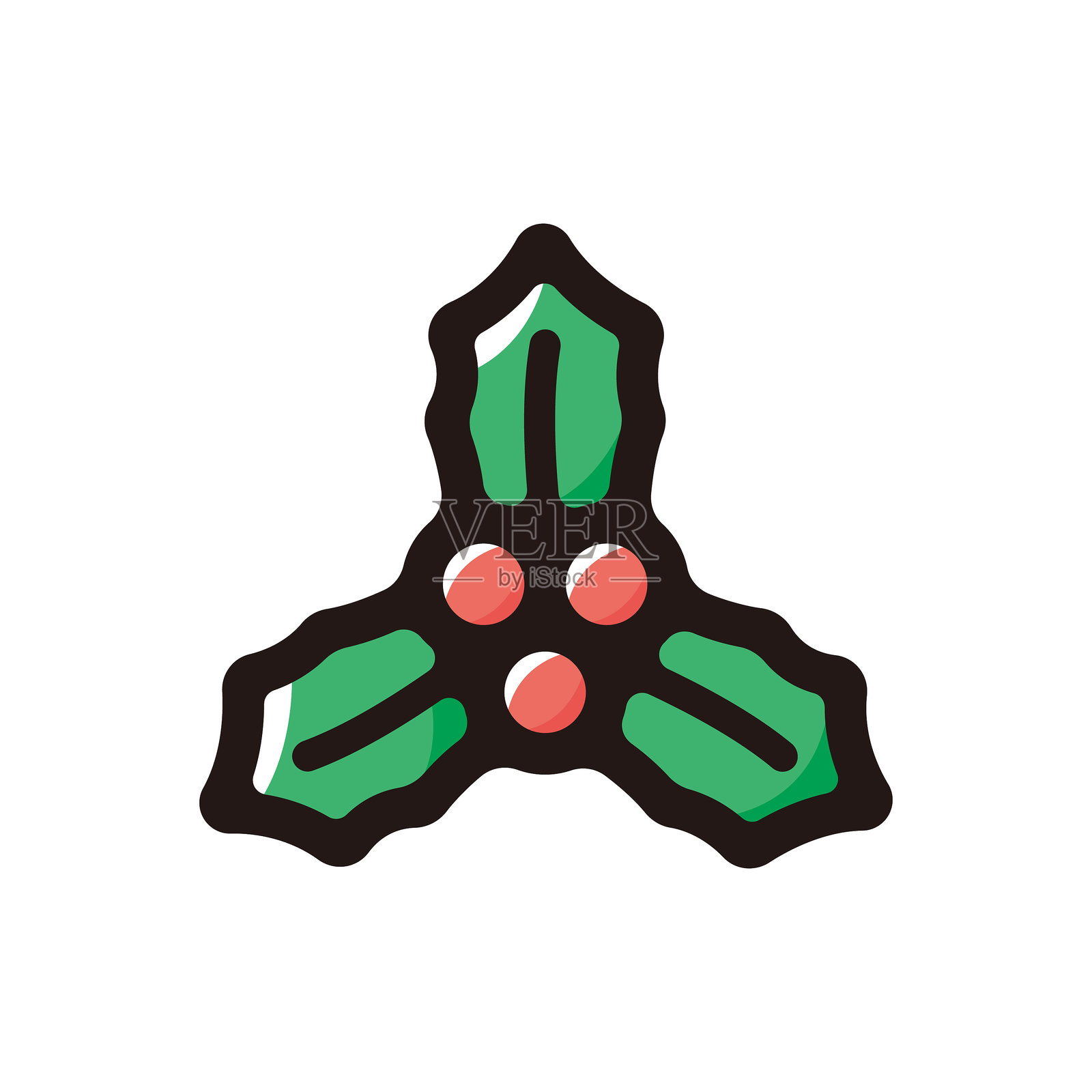 冬青叶轮廓图标，适用于图形设计、应用程序和网站插画图片素材