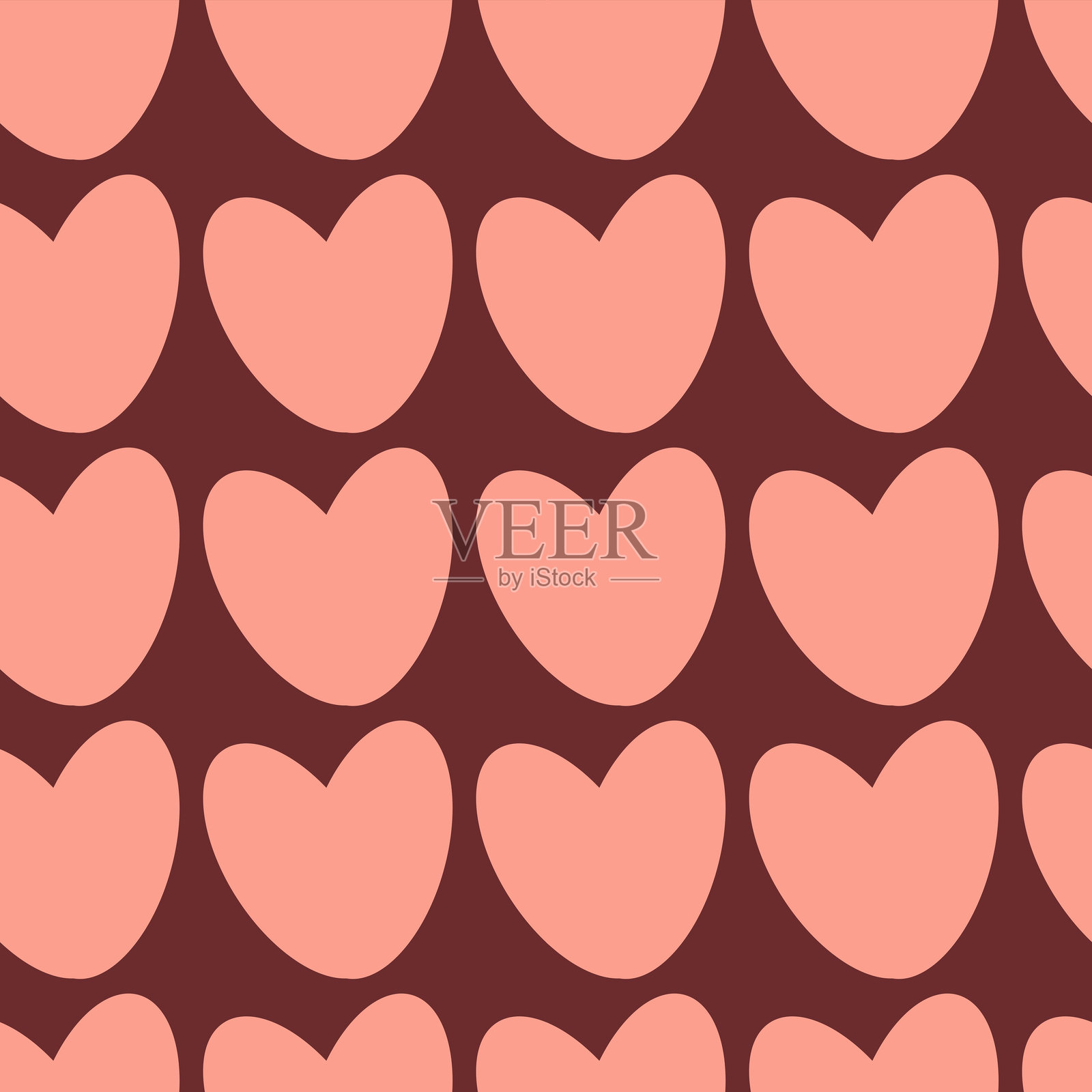 无缝背景上有相同的粉色心形图案插画图片素材