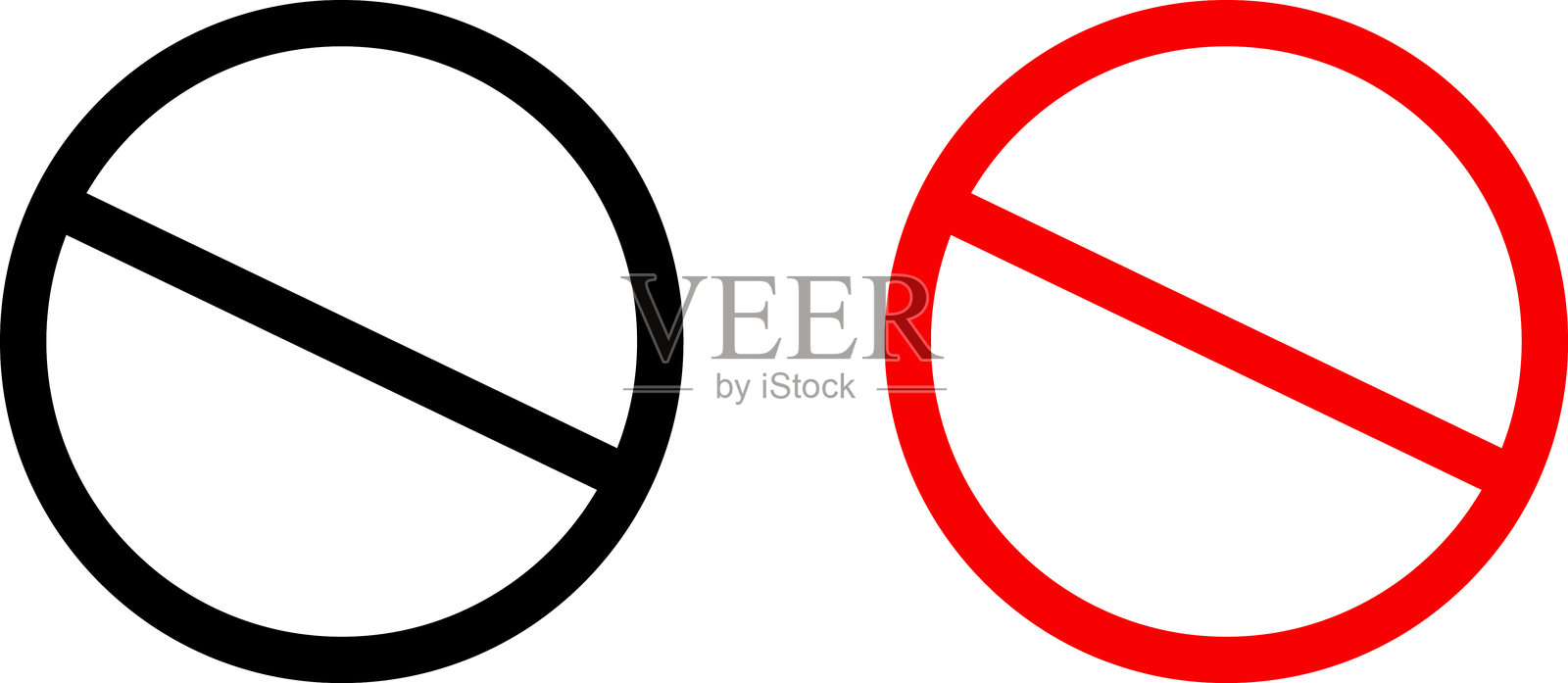 禁止标志。图标符号禁令。红色圆圈标志停止进入，带斜线，透明背景上孤立。标记禁止。插画图片素材