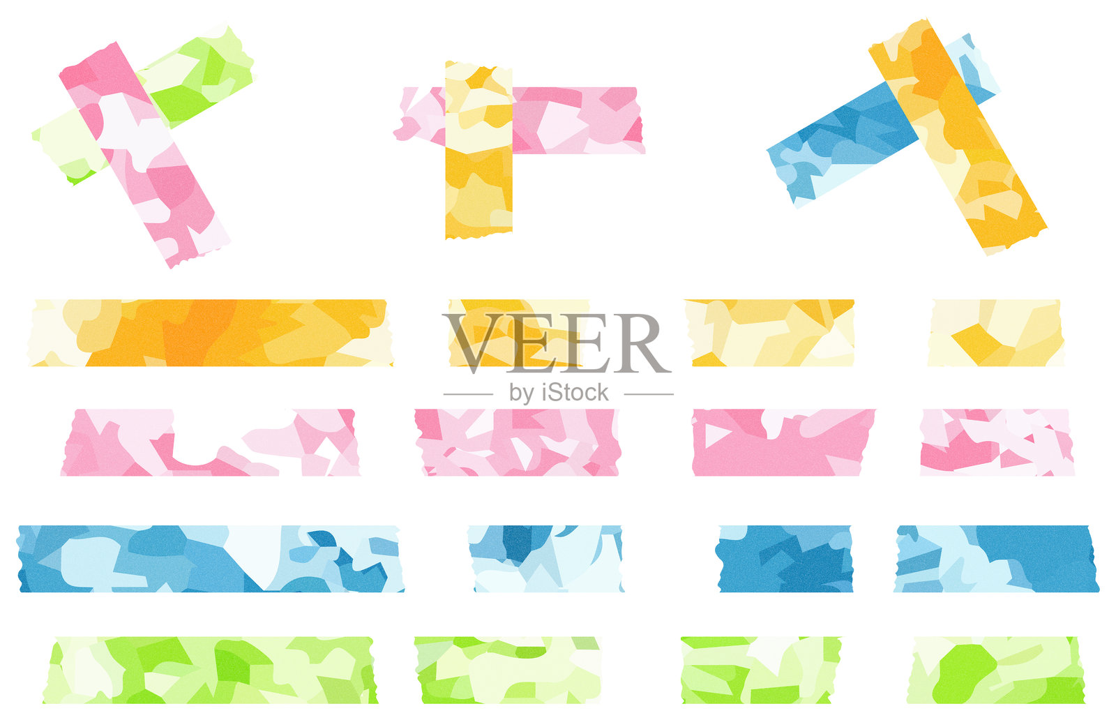 彩色图案胶带插图集插画图片素材