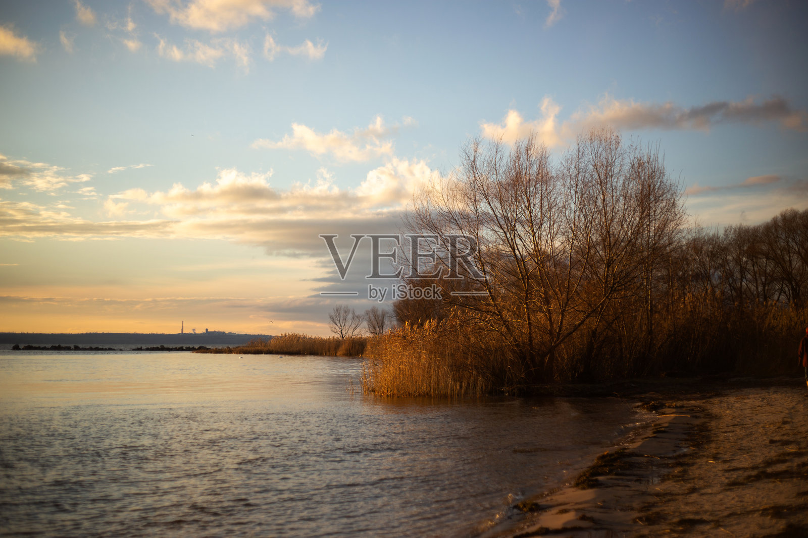 阳光照耀在沙滩上的水面特写照片摄影图片