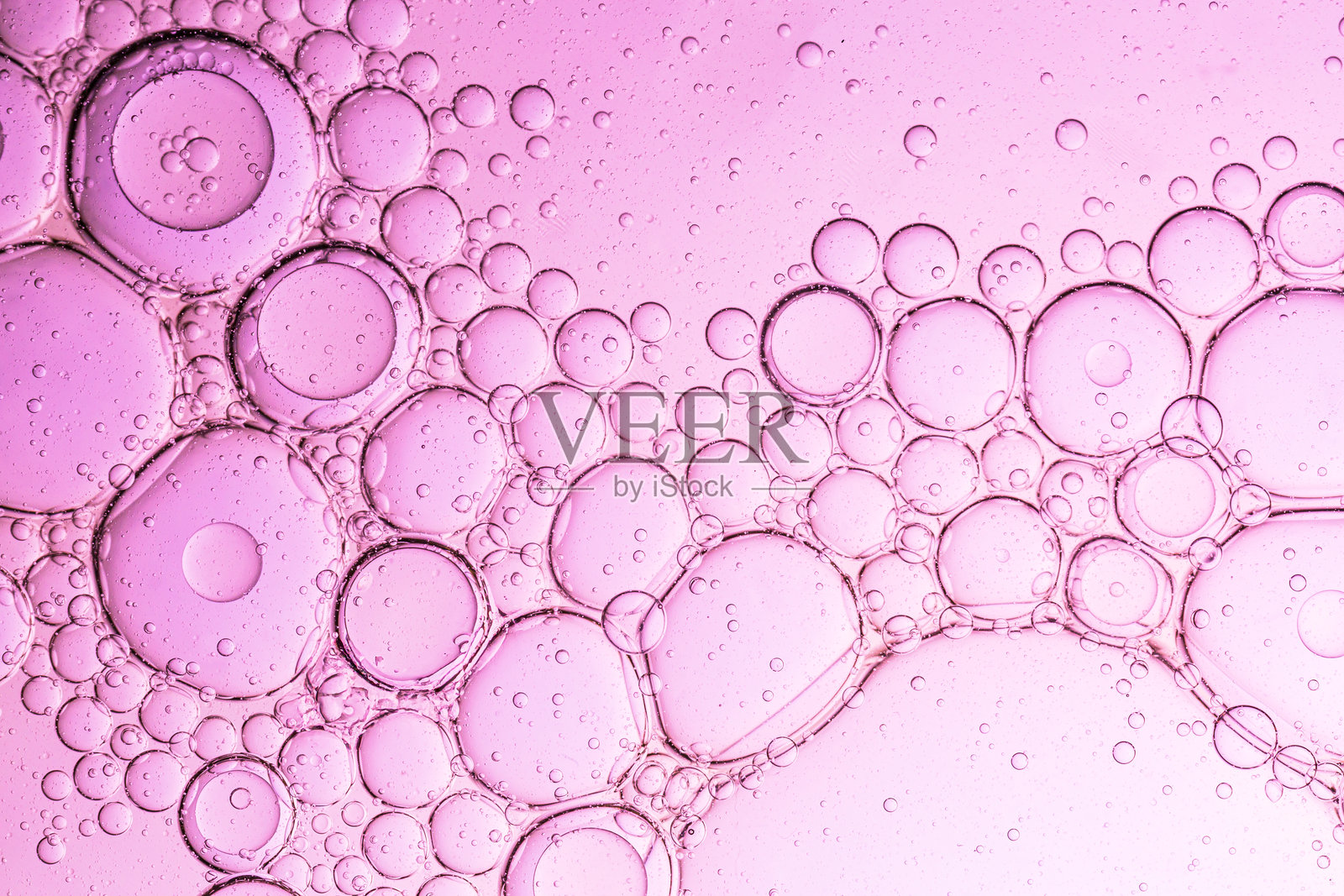 粉色宏观气泡纹理，抽象粉色油泡背景。化妆品液体美容产品。照片摄影图片