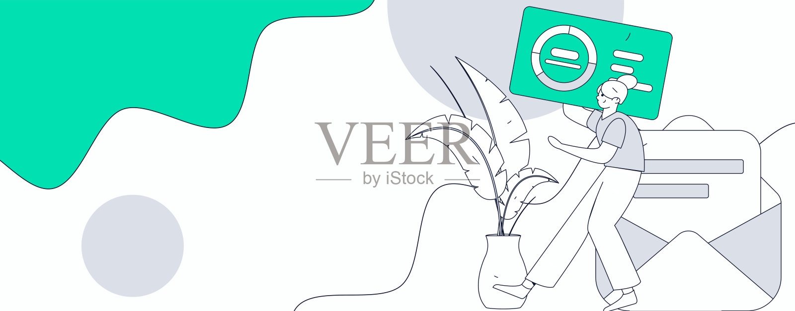 平面矢量插图展示商务人士在工作场景中操作插画图片素材