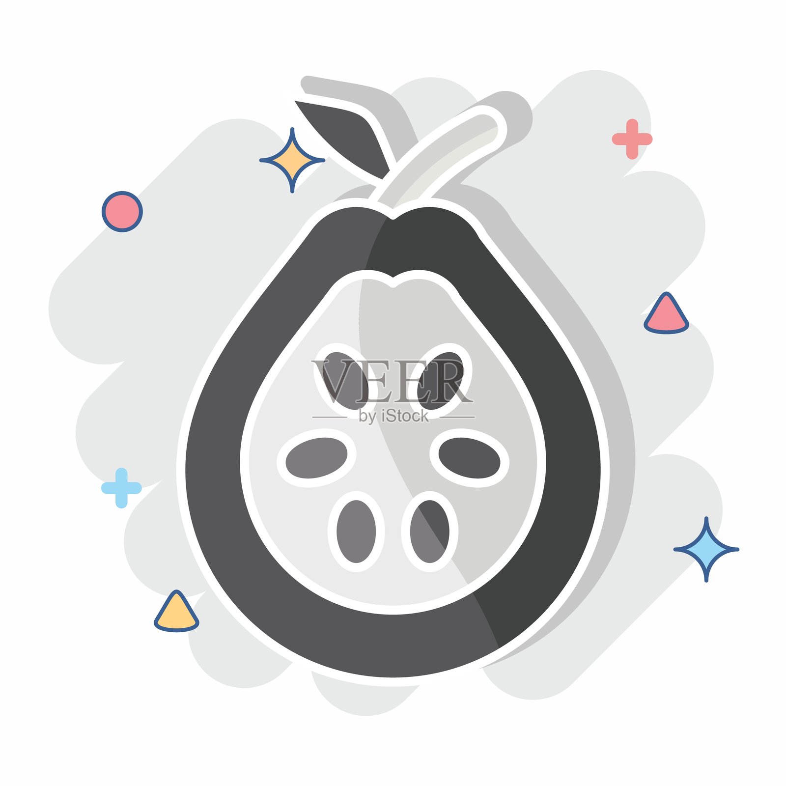 图标：番石榴。与水果和蔬菜符号相关。漫画风格。可编辑。插画图片素材