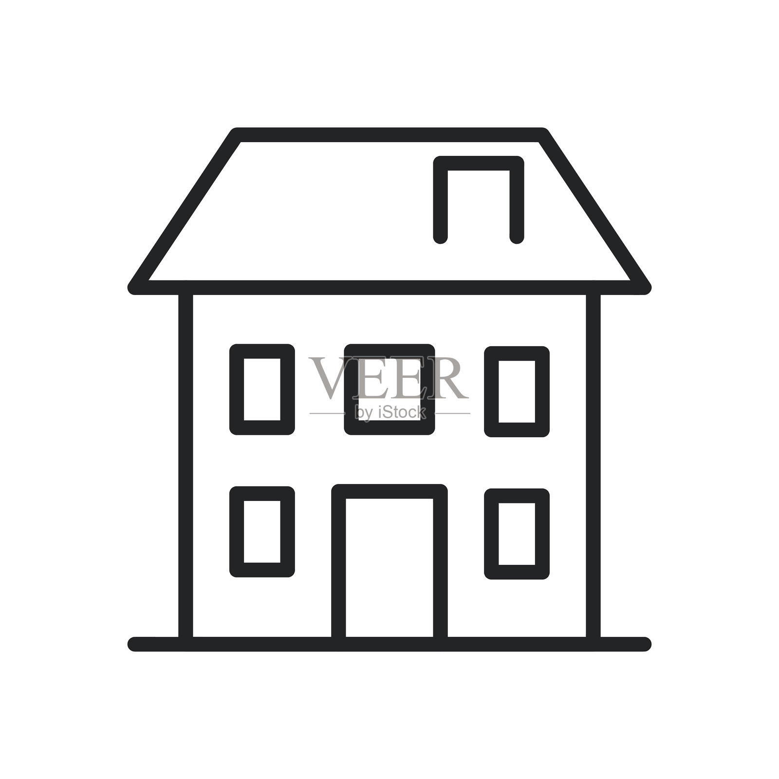 别墅细线图标。可编辑的线条和完美像素，透明背景。插画图片素材