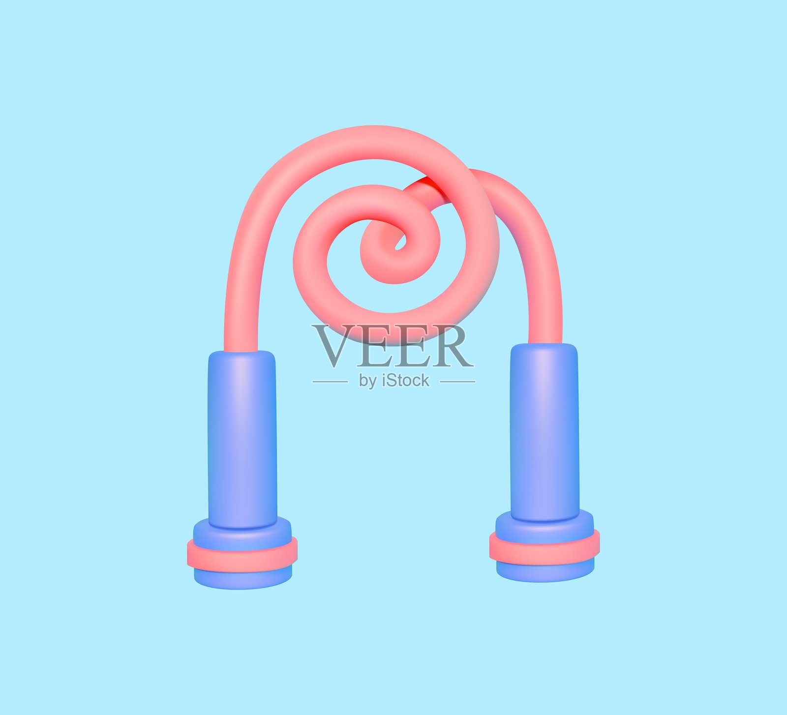 3D粉色和蓝色跳绳插图插画图片素材
