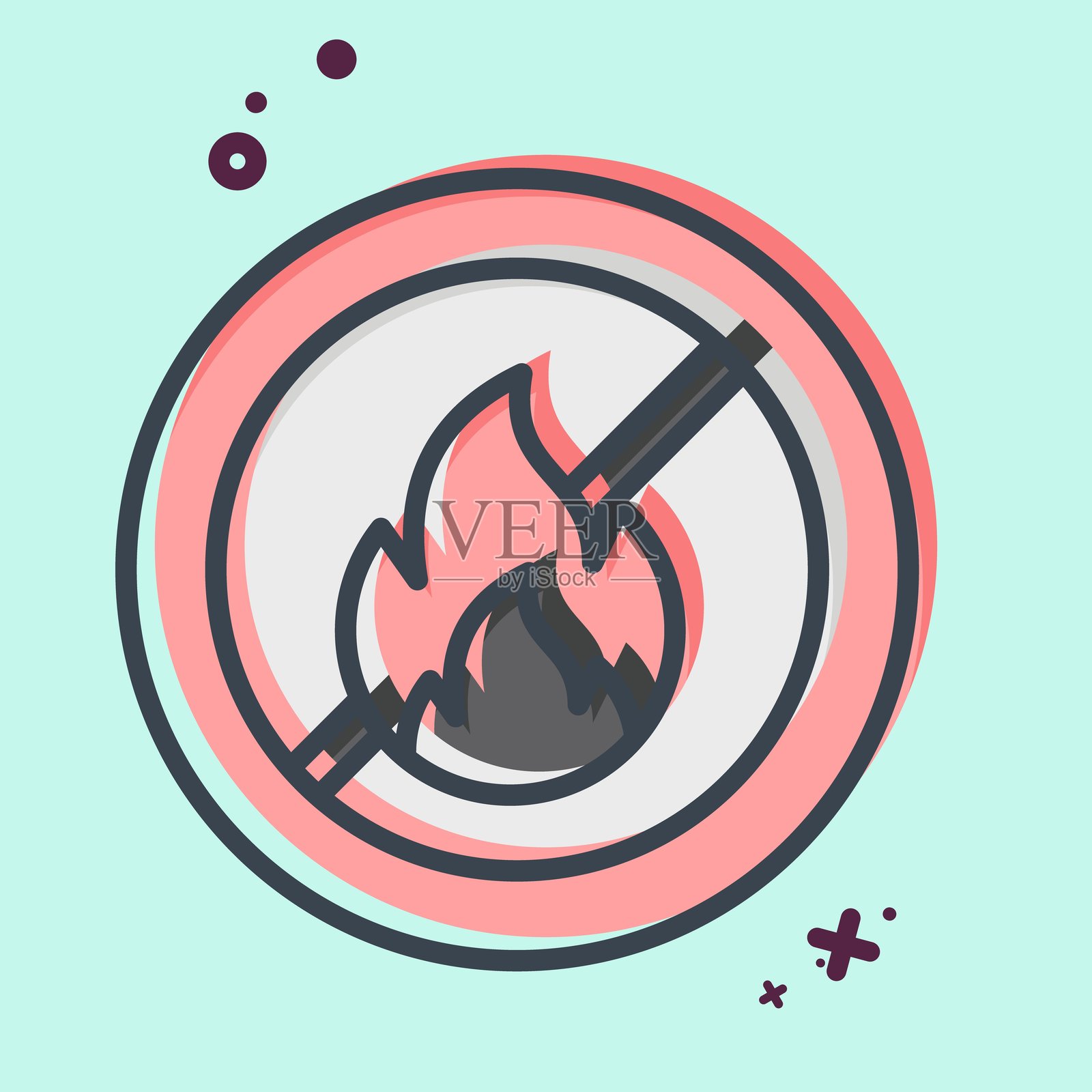 防火图标。与面料符号相关。MBE风格。简单设计，可编辑。插画图片素材