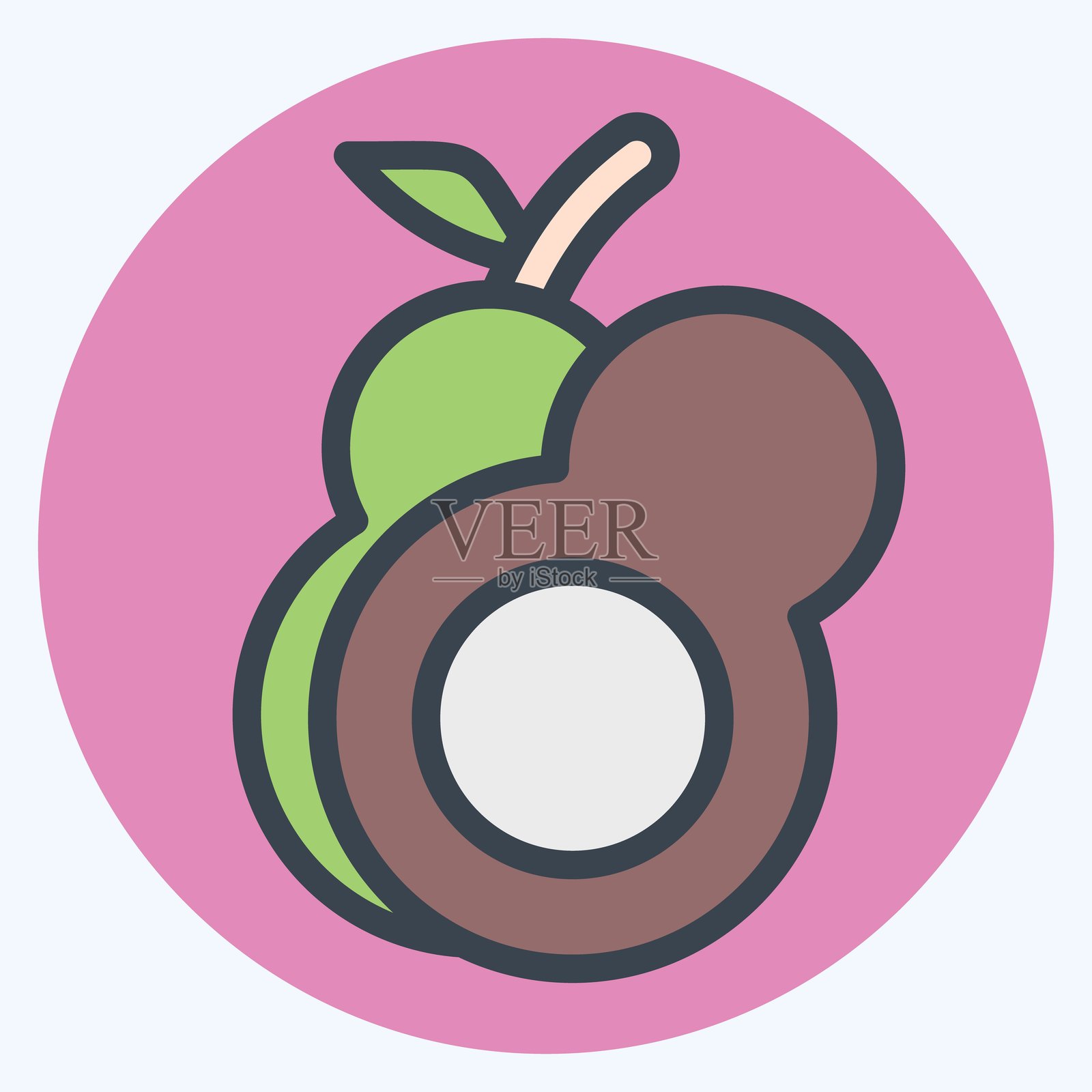 鳄梨图标。与水果和蔬菜符号相关。彩色搭配风格。可编辑。插画图片素材