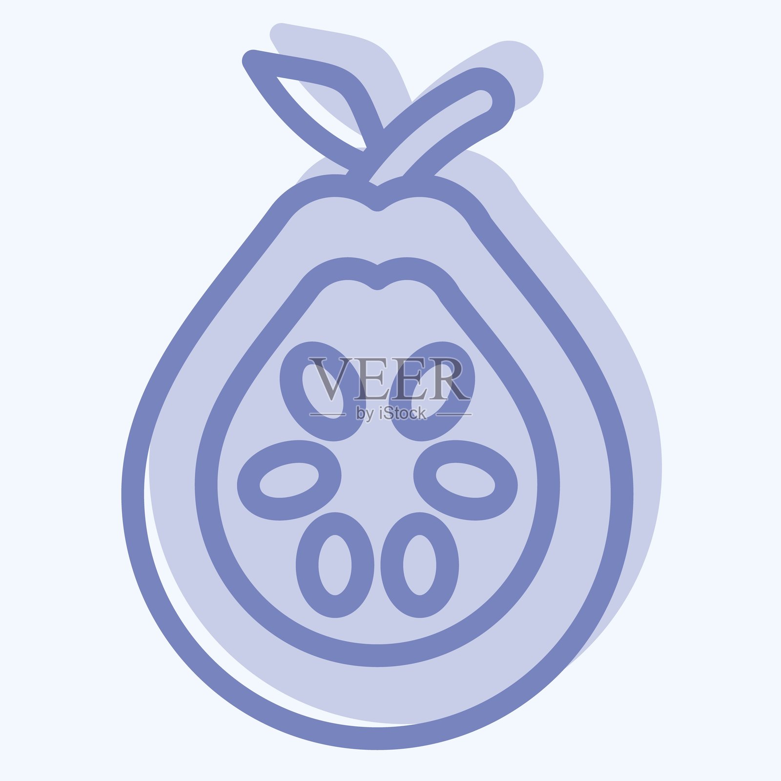 图标：番石榴。与水果和蔬菜符号相关。双色风格。可编辑。插画图片素材