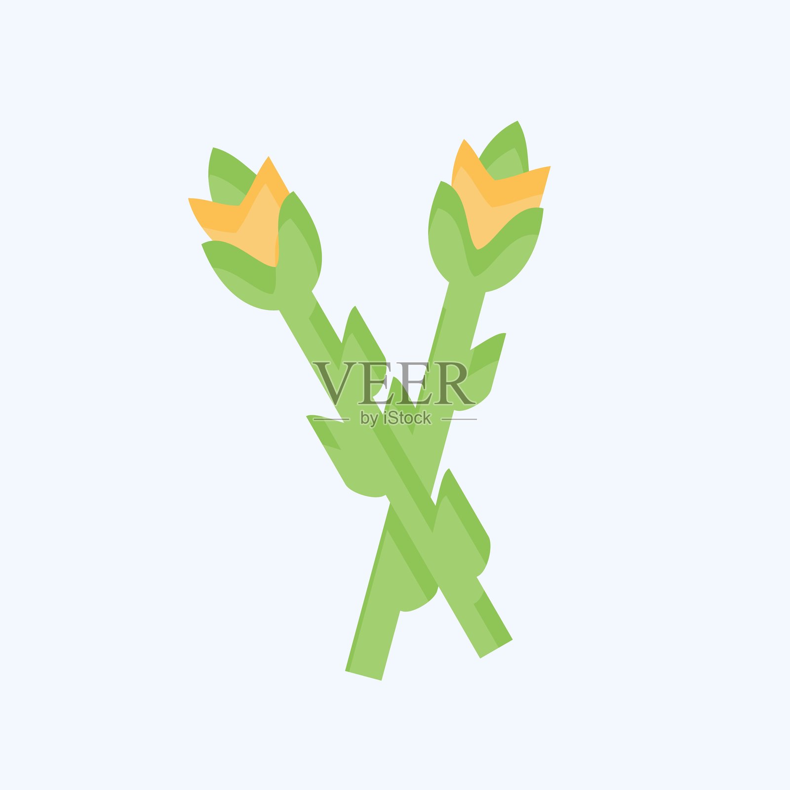 图标：芦笋。与水果和蔬菜符号相关。扁平风格。可编辑。插画图片素材