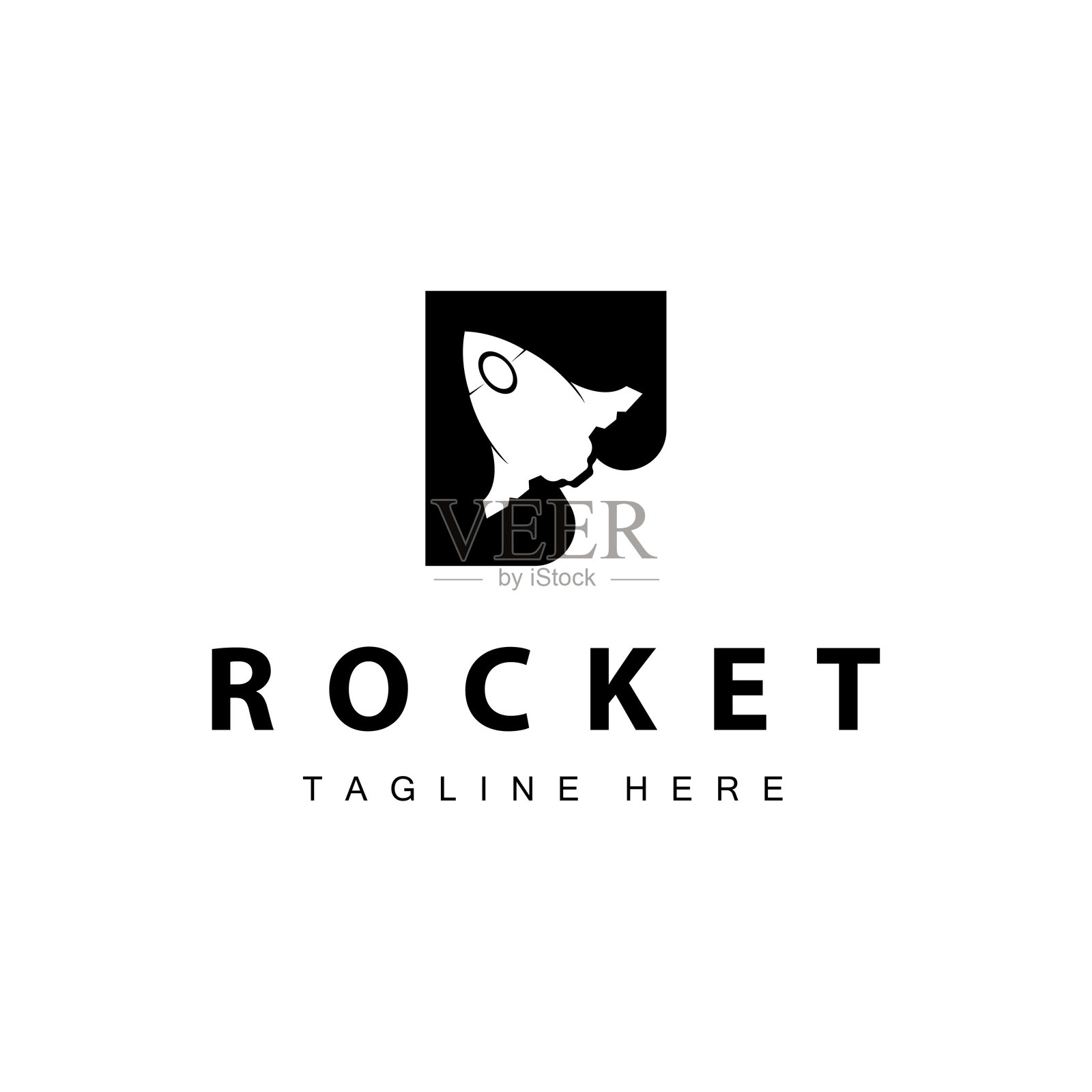 火箭简单设计轮廓品牌太空飞行器极简插图模板插画图片素材