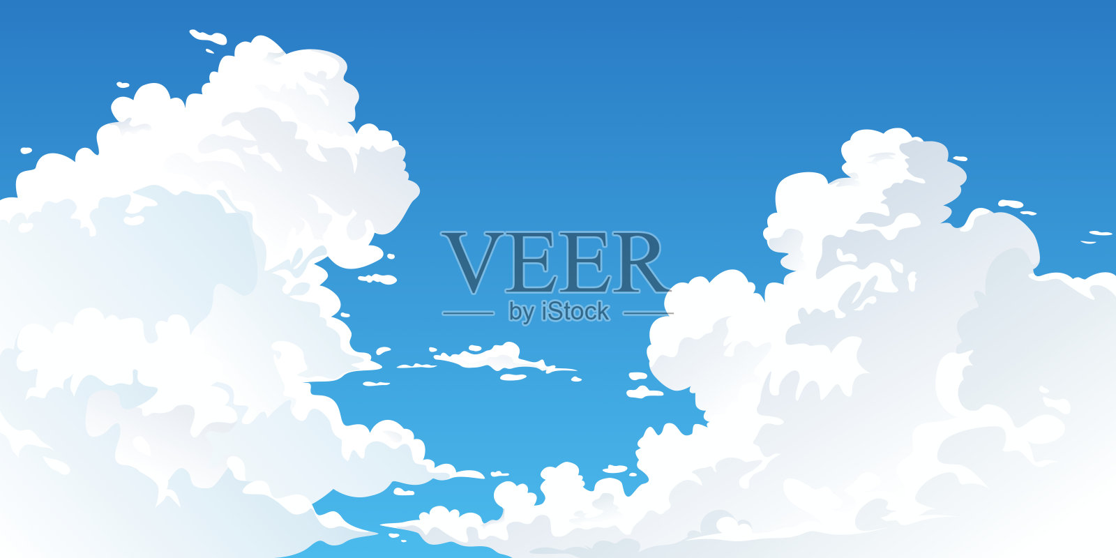 宁静的蓝天与白云插画图片素材