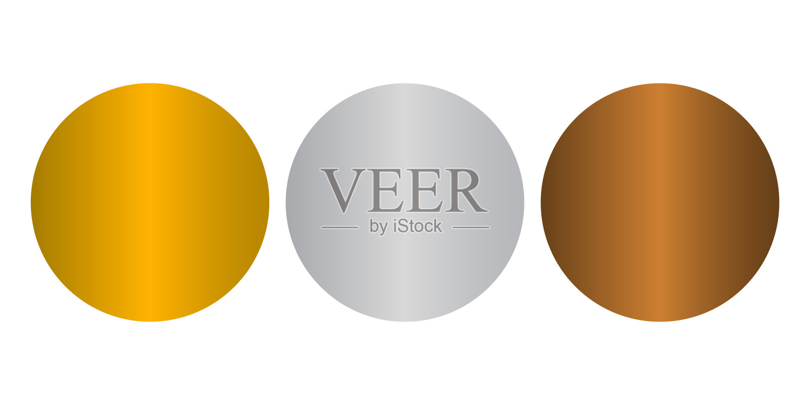 金属纹理集 - 金色、银色和铜色。矢量光滑的金属渐变色插画图片素材