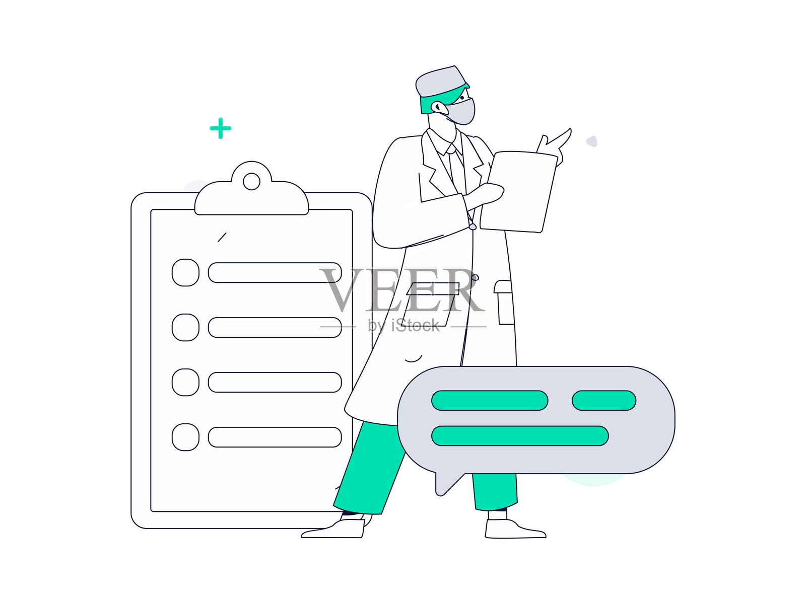 医生检查病人的扁平矢量概念手绘插图插画图片素材