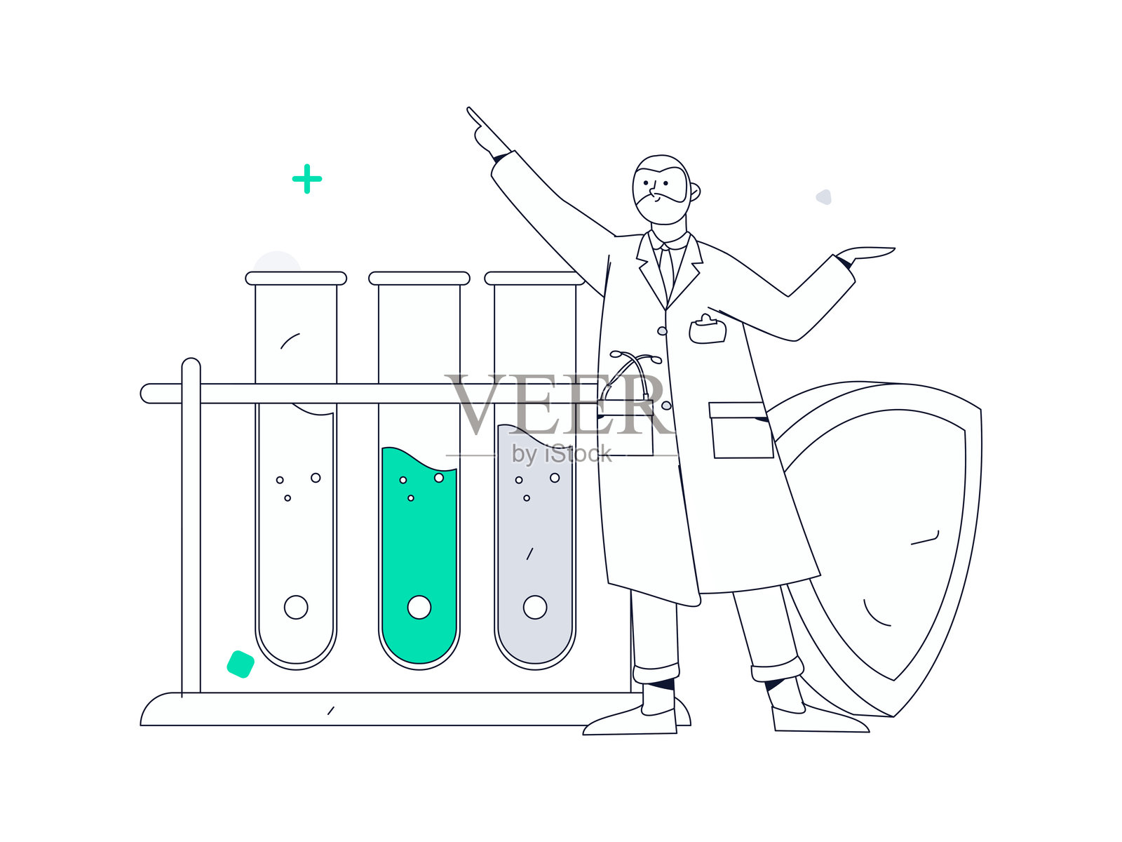 医生检查病人的扁平矢量概念手绘插图插画图片素材