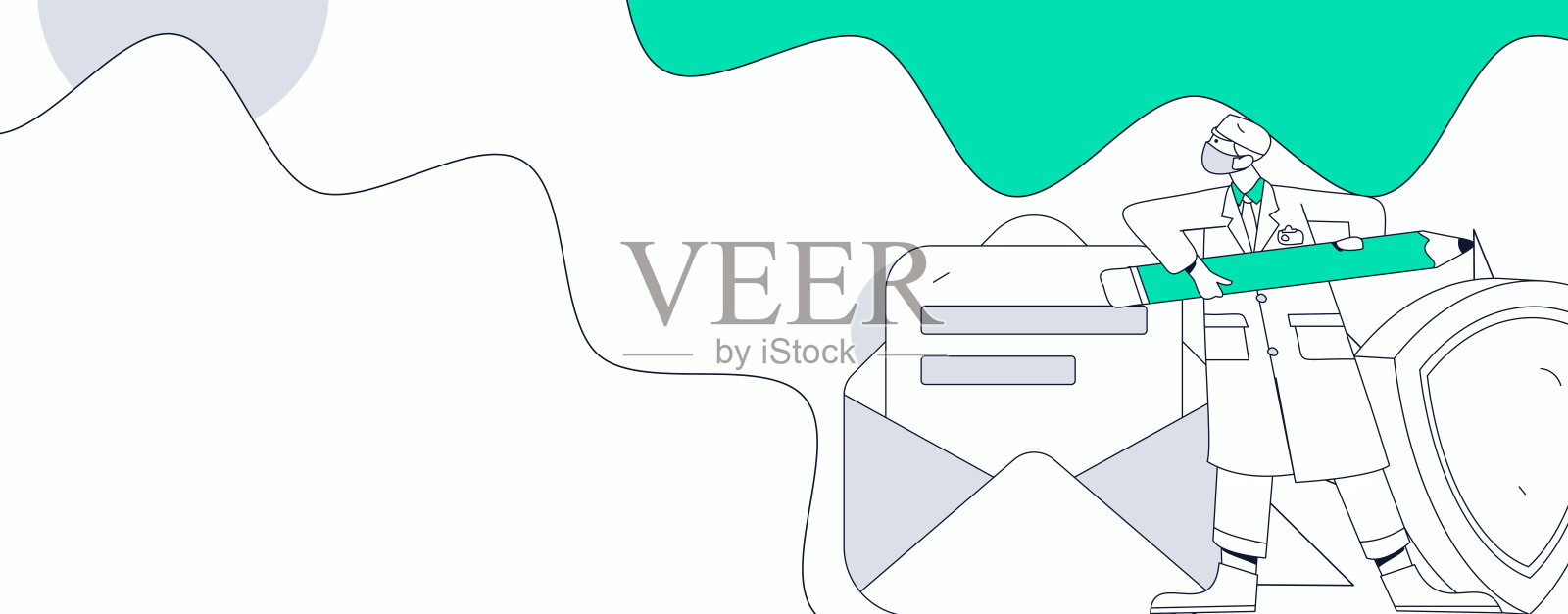 医生检查病人的扁平矢量概念手绘插图插画图片素材