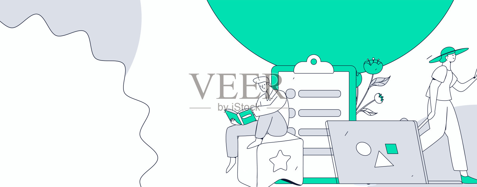 邀请朋友进行问卷调查的扁平矢量概念手绘插图插画图片素材