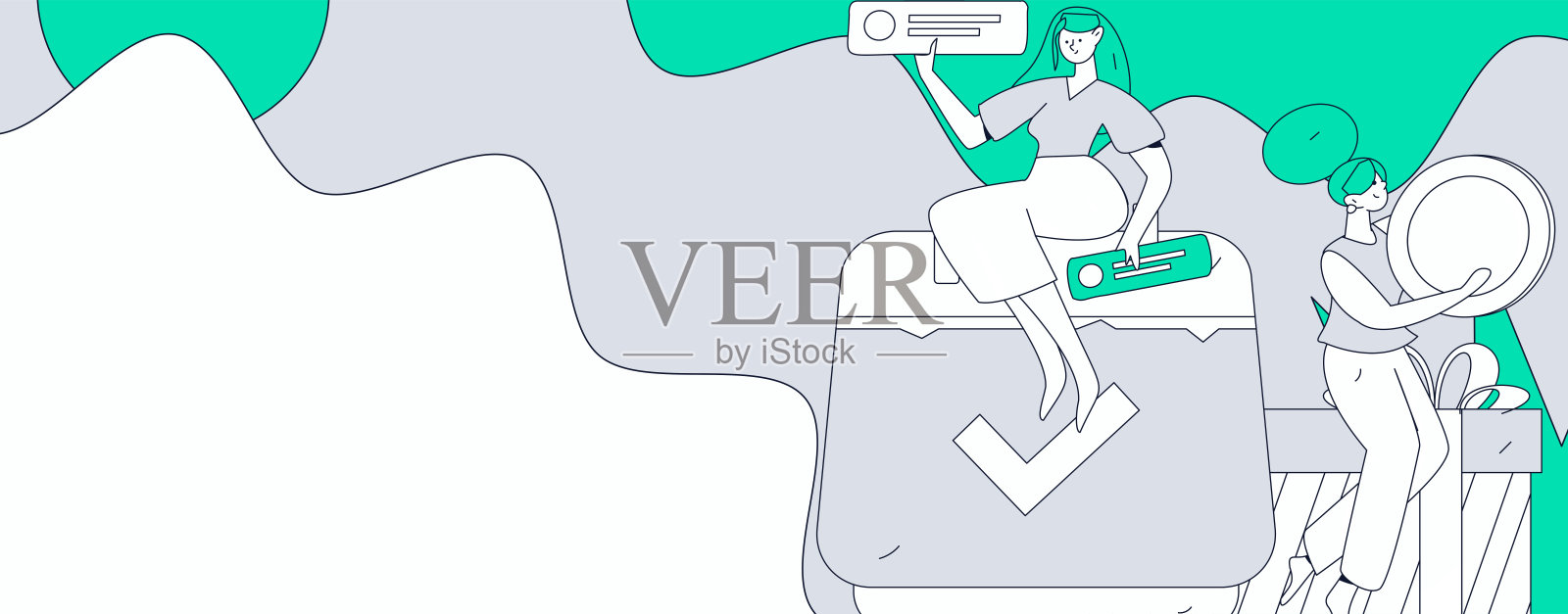 邀请朋友进行问卷调查的扁平矢量概念手绘插图插画图片素材