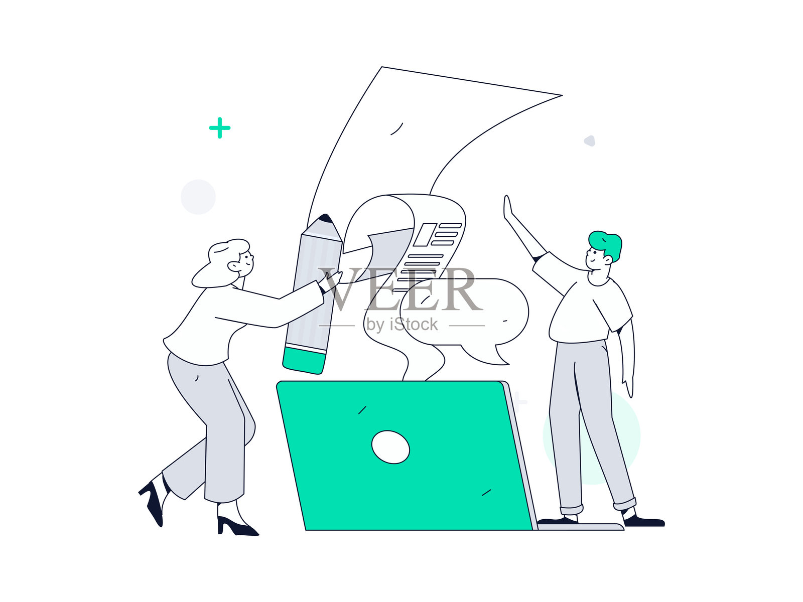 邀请朋友进行问卷调查的扁平矢量概念手绘插图插画图片素材