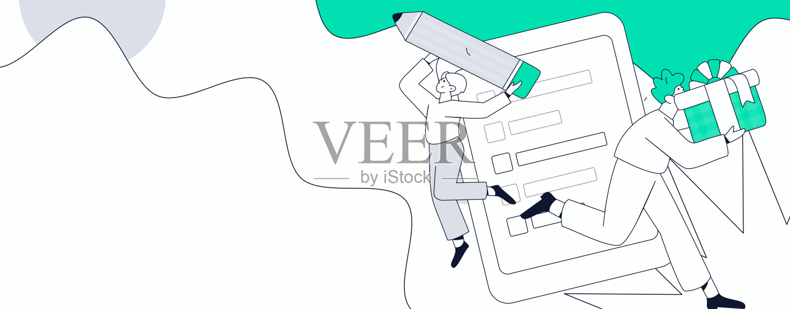 邀请朋友进行问卷调查的扁平矢量概念手绘插图插画图片素材