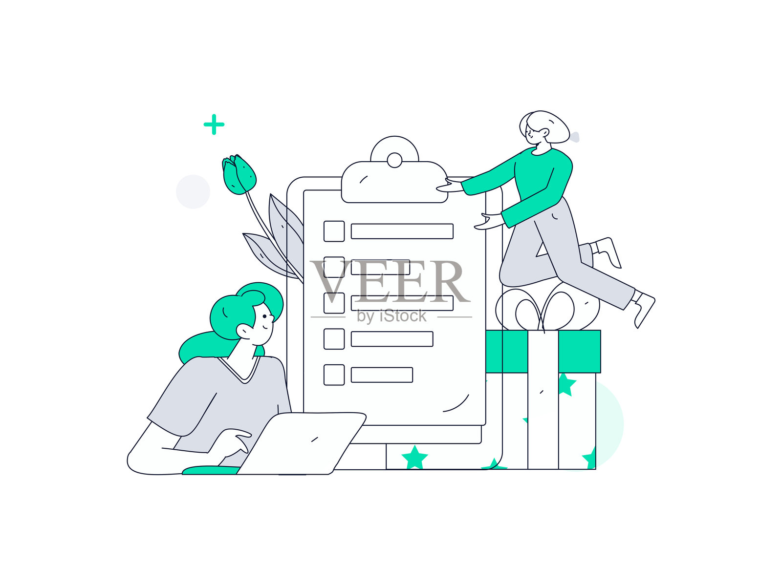 邀请朋友进行问卷调查的扁平矢量概念手绘插图插画图片素材