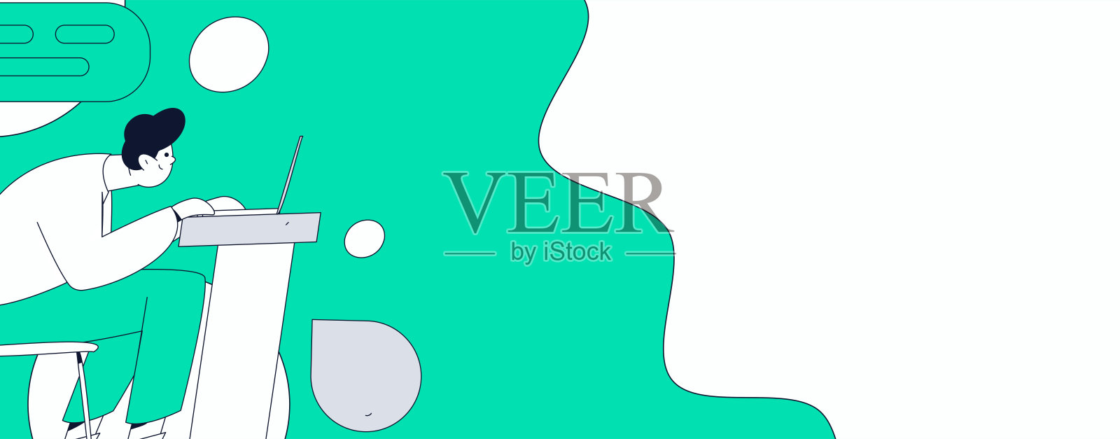 平面矢量插图展示商务人士在工作场景中操作插画图片素材