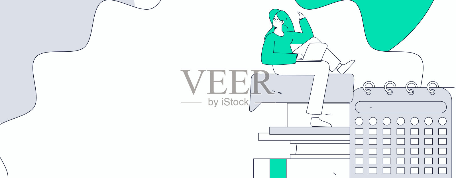 平面矢量插图展示商务人士在工作场景中操作插画图片素材