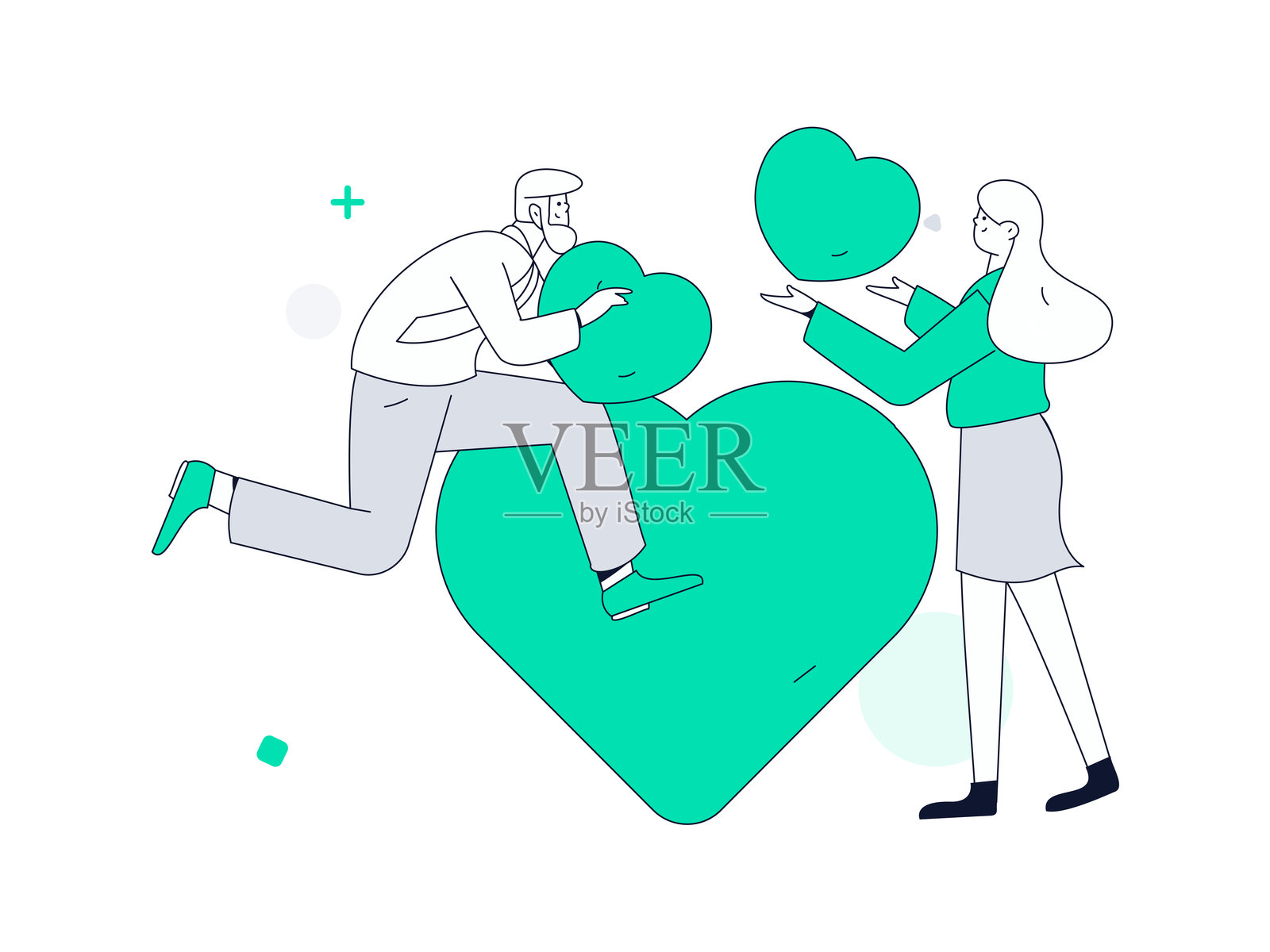 快乐的情人节扁平角色矢量概念商业手绘插图插画图片素材