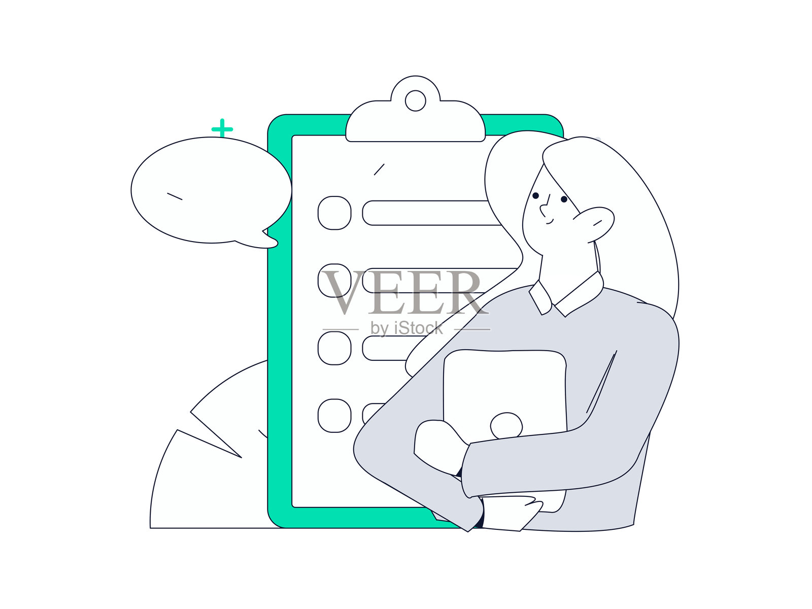 平面矢量插图展示商务人士在工作场景中操作插画图片素材