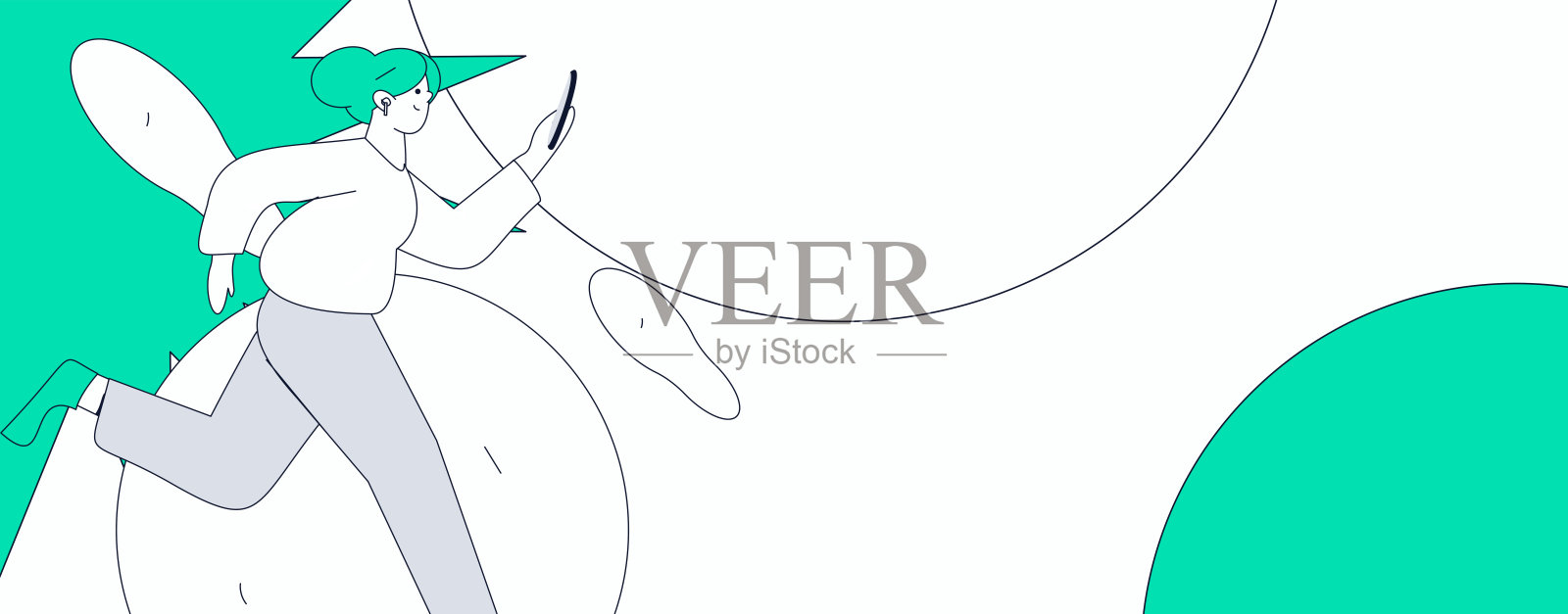 人们健康跑步的矢量插图，展示互联网操作插画图片素材