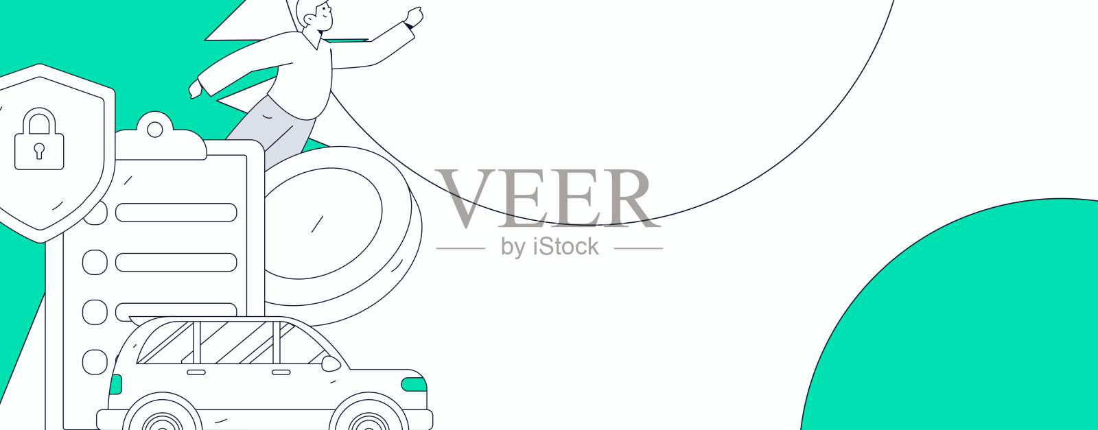 购买汽车保险的扁平角色矢量概念操作插图插画图片素材