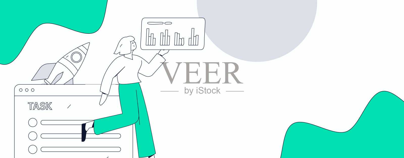 平面矢量插图展示商务人士在工作场景中操作插画图片素材