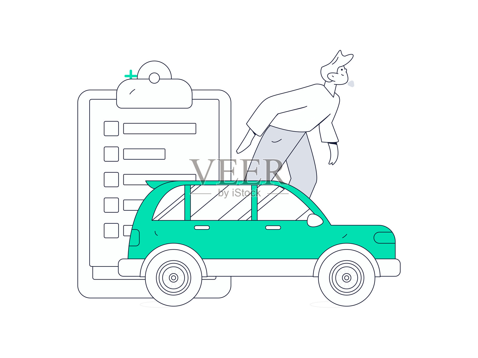 购买汽车保险的扁平角色矢量概念操作插图插画图片素材