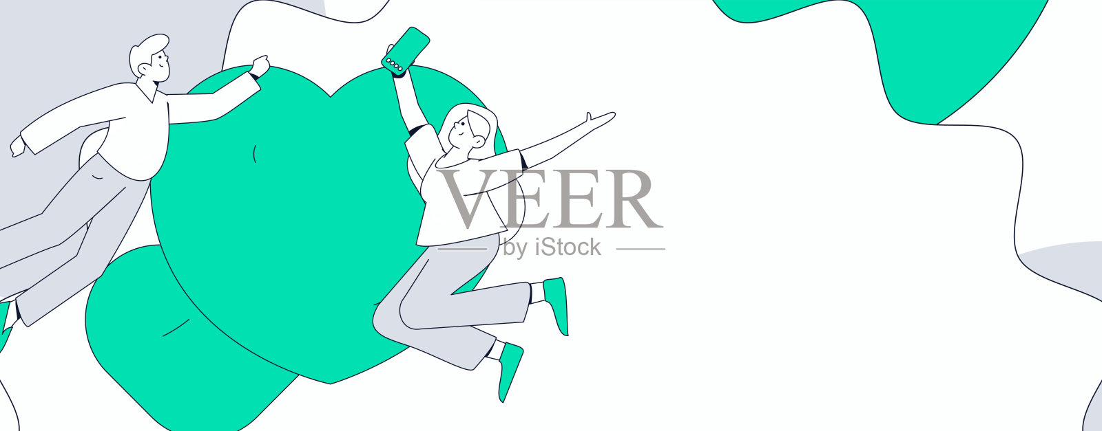 快乐的情人节扁平角色矢量概念商业手绘插图插画图片素材