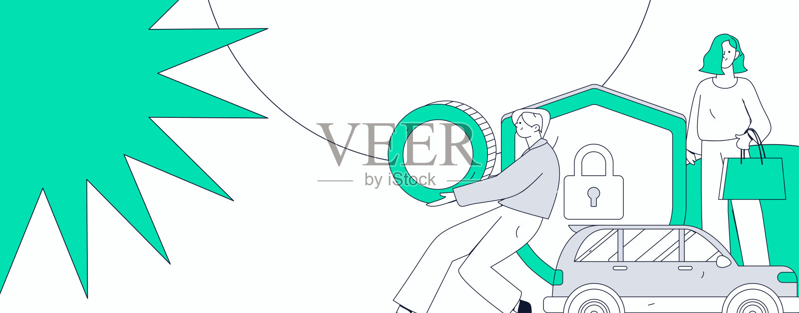 购买汽车保险的扁平角色矢量概念操作插图插画图片素材