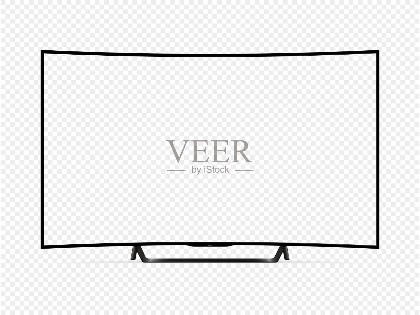 现代曲面电视带空白透明屏幕的模型展示插画图片素材