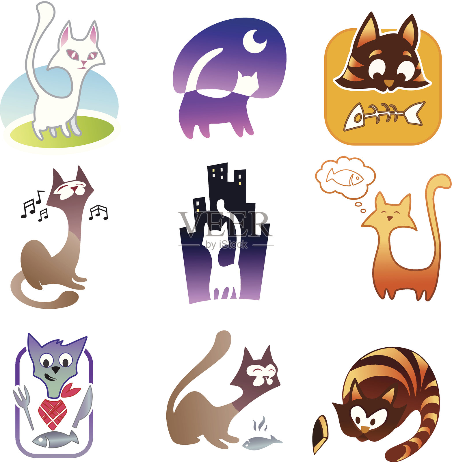 猫组插画图片素材