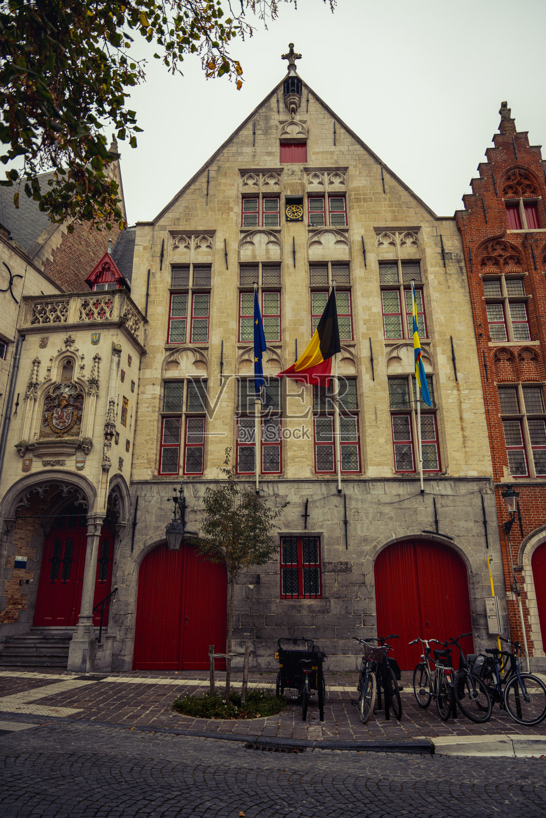 布鲁日，比利时的美丽建筑立面。西弗拉芒。西弗拉德。照片摄影图片